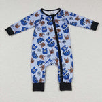 LR0736 blue long sleeve baby romper