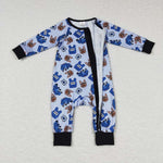 LR0736 blue long sleeve baby romper