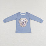 BT0391 dog print long sleeve shirt