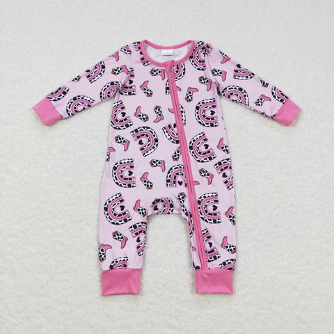 LR0490 pink long sleeve baby romper