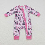 LR0490 pink long sleeve baby romper