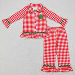 GLP0854 red long sleeve shirt and pants girl outfits