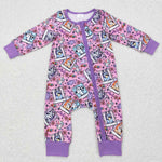 LR0331 purple long sleeve baby romper