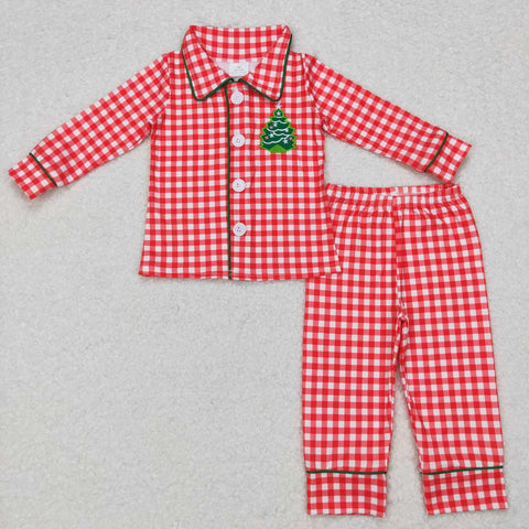 BLP0378 christmas red long sleeve shirt and pants girls pajamas