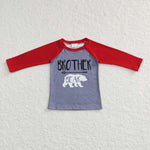 BT0449 red and gray long sleeve girl shirt