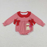 LR0763 red long sleeve baby romper