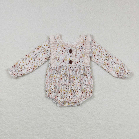 LR0769 white long sleeve baby romper