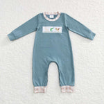 LR0728 blue long sleeve baby romper