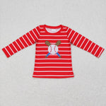 BT0387 red long sleeve shirt boy clothes