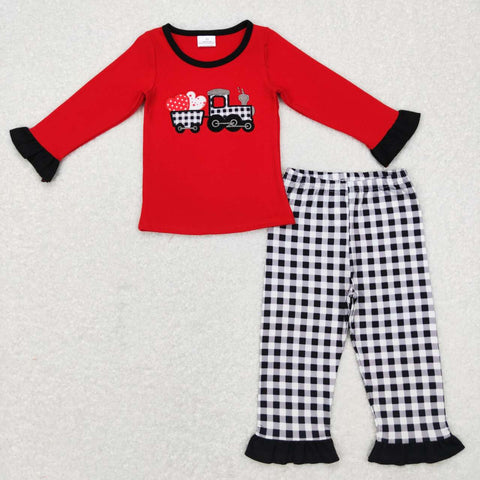 GLP0909 red long sleeve shirt and pants boy pajamas