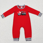 LR0783 Toddler girls red long sleeve baby romper