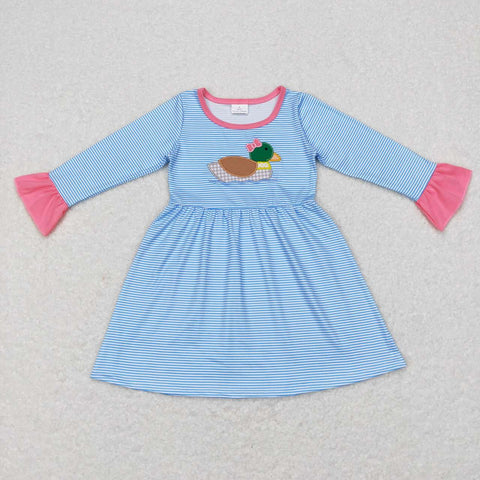 GLD0426 duck blue long sleeve girl dress
