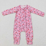 LR0757 pink long sleeve baby romper