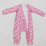 LR0757 pink long sleeve baby romper