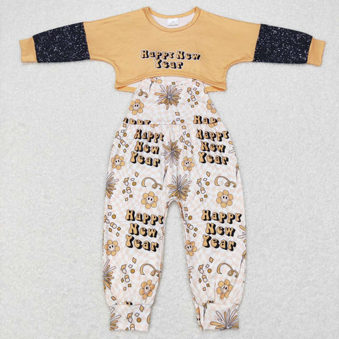GLP0917  Happy New Year long sleeve shirt and pants boy outfits