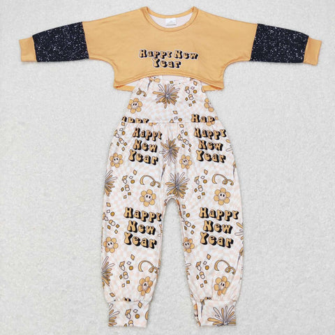 GLP0917 Happy New Year long sleeve shirt and pants boy outfits