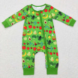 LR0781 green long sleeve baby romper