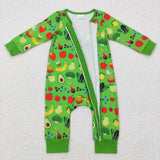 LR0781 green long sleeve baby romper