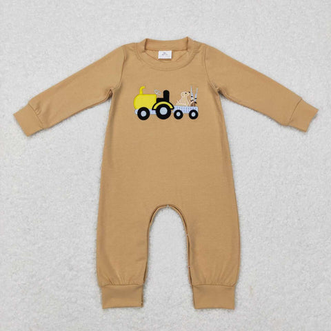 LR0729 brown long sleeve baby romper