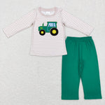 BLP0401 white and green truck print boys pajamas