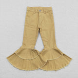 E12-20 yellow girls bell bottom pants