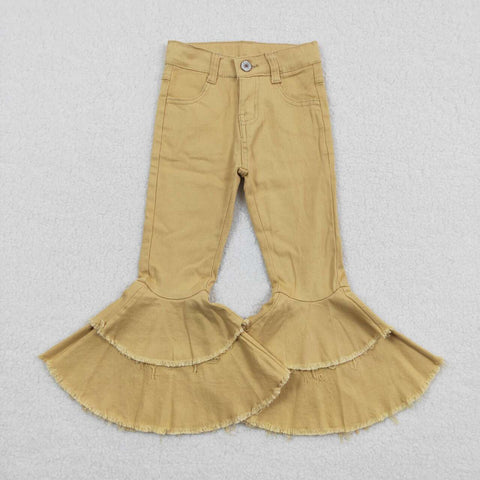 E12-20 yellow girls bell bottom pants