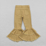 E12-20 yellow girls bell bottom pants