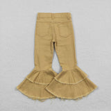 E12-20 yellow girls bell bottom pants