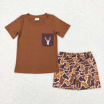 BSSO0302 brown short sleeve shirt and pants boy outfits