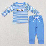 BLP0393 blue long sleeve shirt and pants boy outfits