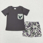 BSSO0303 gray short sleeve shirt and pants boy outfits