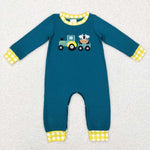 LR0377 green long sleeve baby romper