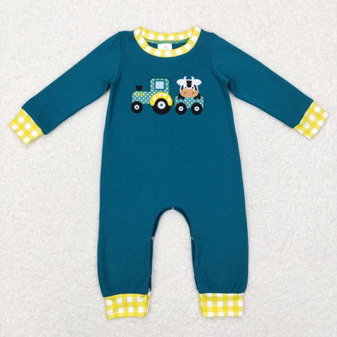 LR0377 green long sleeve baby romper