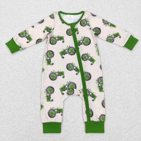 LR0717 green long sleeve baby romper