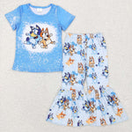 GSPO1059 short sleeve shirt and pants girl outfits