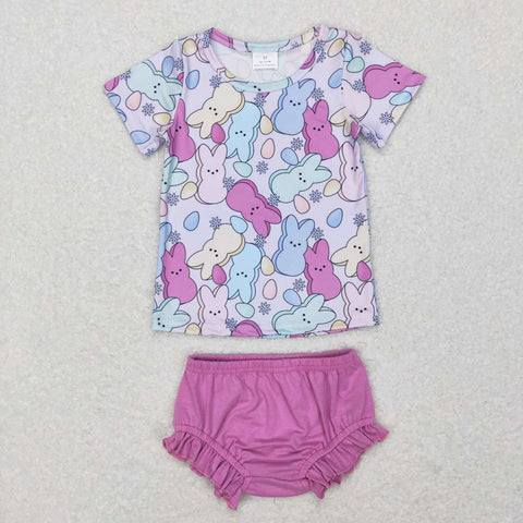 GBO0197 purple short sleeve baby swimwear