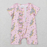 SR0523 pink short sleeve baby romper