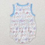 SR0507 blue short sleeve baby romper