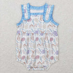 SR0507 blue short sleeve baby romper