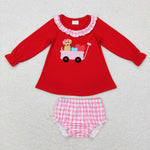 GBO0191 truck dog heart red baby clothes set