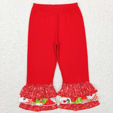 P0358  red long girl pants