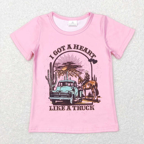 GT0406  pink short sleeve girl shirt
