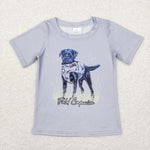 BT0463  dog gray short sleeve baby shirt