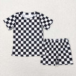 BSSO0327 Boys black and white  shirt and Shorts Outfit