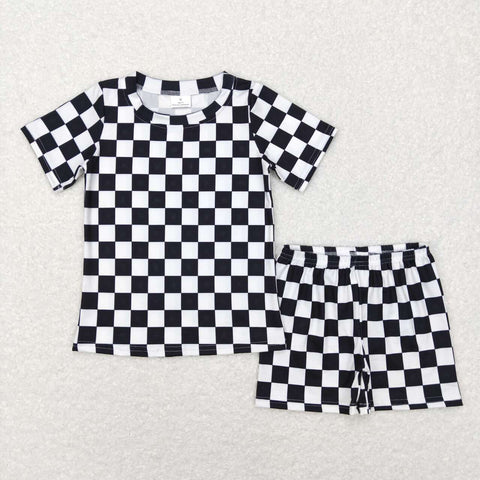 BSSO0327 Boys black and white  shirt and Shorts Outfit