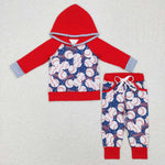 BLP0386 red rugby long sleeve shirt and pants boy outfits