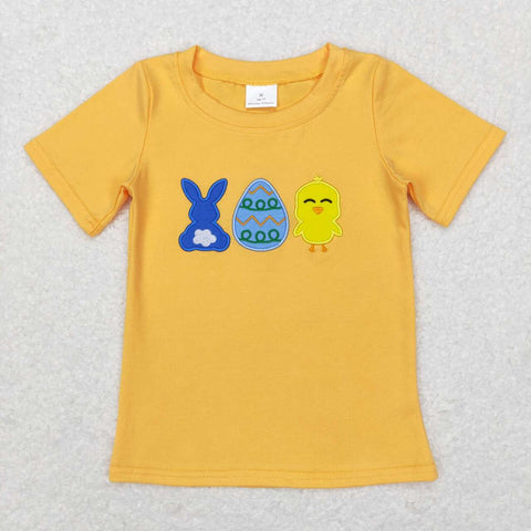 BT0425 rabbit egg chicken yellow short sleeve shirt