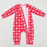 LR0832  heart red white long sleeve baby romper