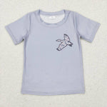 BT0462 birds gray short sleeve boy shirt