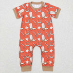 SR0570 boots star orange short sleeve romper